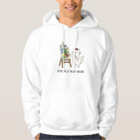 Cute White Cat Artist Cartoon Illustration Color
