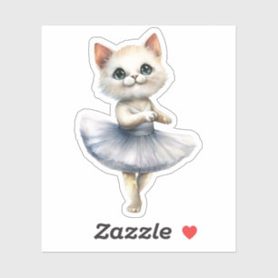 Cute white cat ballerina dancing ballet