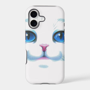 Cute White Cat Blue Eyes Face