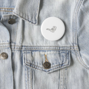 Cute White Cat Butt Back View Hand Drawn Art 6 Cm Round Badge