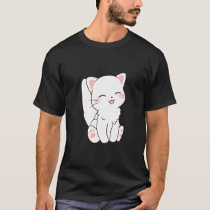 Cute White Cat Chibi Tongue Sticking Out T-Shirt