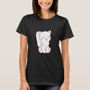 Cute White Cat Chibi Tongue Sticking Out T-Shirt