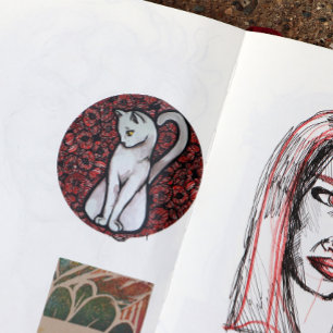 Cute White Cat Classic Round Sticker