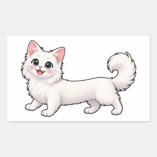 Cute White Cat Dachshund Sticker – Kawaii Long Bod