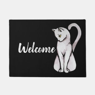 Cute White Cat Doormat