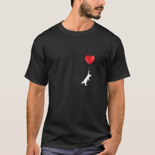 Cute White Cat Flying With Heart Balloon Love Kitt T-Shirt