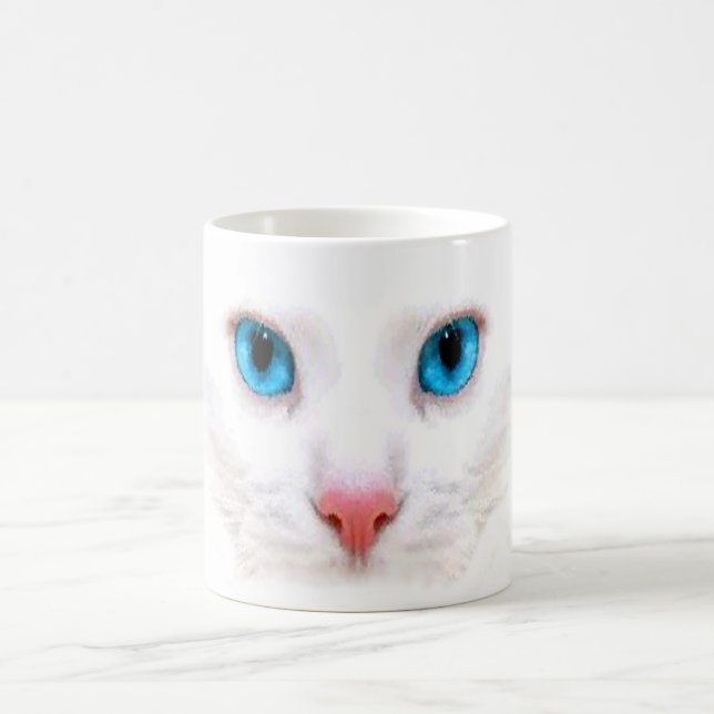 cute white cat,funny mug (Center)