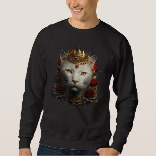 cute White cat head crown roses for  cats kitty ki Sweatshirt