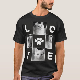 cute White Cat LOVE T-Shirt with Paw Print T-Shirt