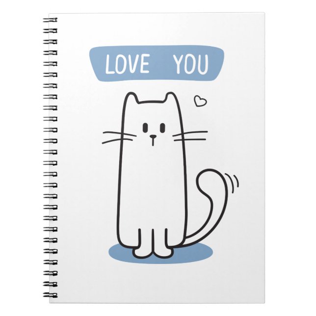 Cute White Cat Notebook (Front)