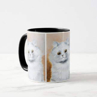 Cute White Cat Painting by Louis Wain Mug