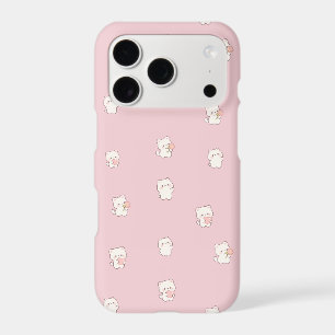 Cute White Cat Pattern – Kawaii Hearts & Flowers