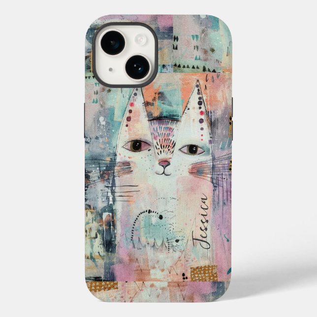 Cute White Cat Personalised Case-Mate iPhone Case (Back)