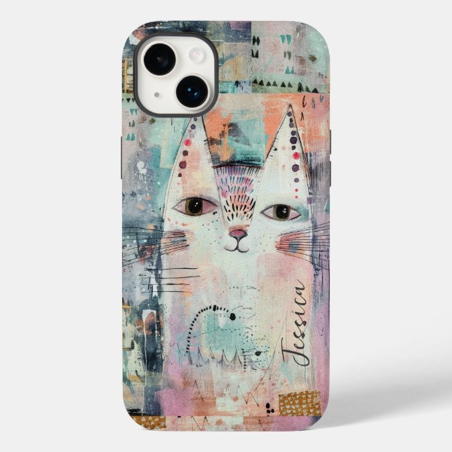 Cute White Cat Personalised Case-Mate iPhone Case (Back)