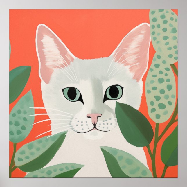 Cute White Cat Poster (Front)