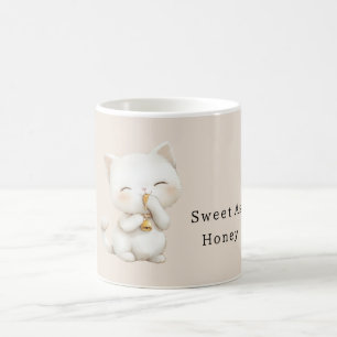 Cute White Cat Sweet As Honey Coffee Mug
