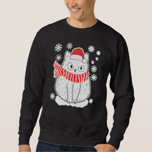 Cute White Cat Xmas Christmas Snowflake Cat Pajama Sweatshirt