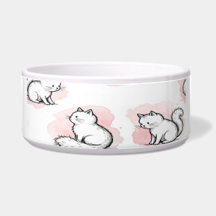 Cute White Cats Pink Watercolor Pattern Kawaii Cat