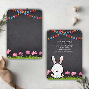 Cute White Chalkboard Bunny Baby Shower Enclosure Card