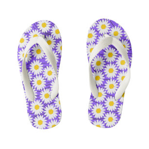 Cute White Chamomile Purple Girl Flip Flops