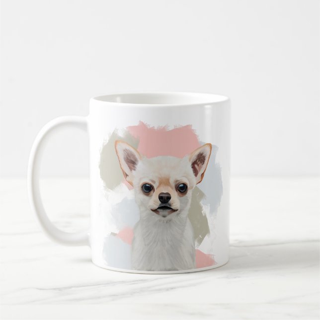 Cute White Chihuahua Dog Coffee Mug (Left)