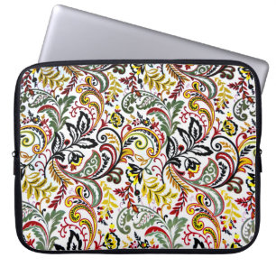 Cute white classic colourful floral design laptop sleeve