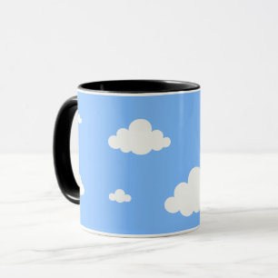 Cute white clouds seamless pattern sky blue coffee mug
