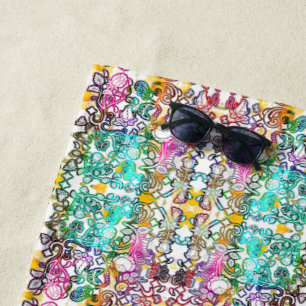 Cute white colorful flowers beach towel