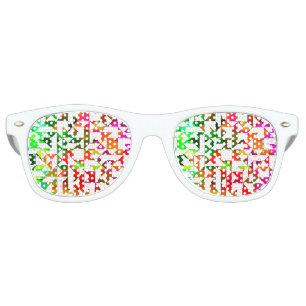 Cute white colourful geometric patterns retro sunglasses