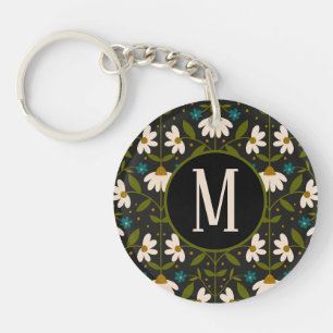 Cute white daisy pattern  key ring