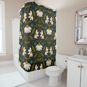Cute white daisy pattern  shower curtain