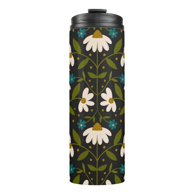 Cute white daisy pattern  thermal tumbler (Front)