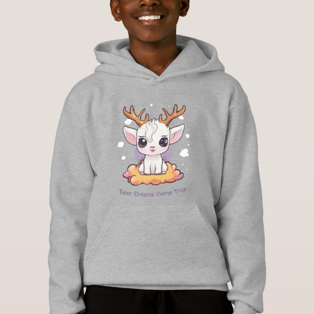Cute White Deer with Antlers on a Cloud (Front)