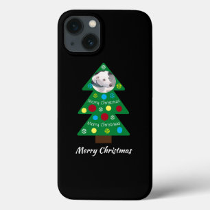 Cute White Dog Colourful Christmas Tree Black iPhone 13 Case