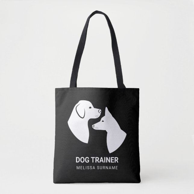 Cute White Dog Head Silhouettes - Dog Trainer Tote Bag (Front)