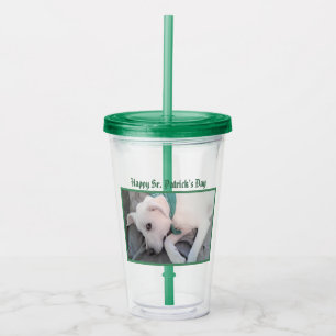 Cute White Dog Wearing Green Scarf Relaxing Acryli Acrylic Tumbler