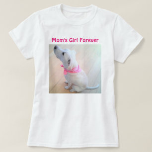 Cute White Dog Wearing Pink Scarf Mother's Day T-S T-Shirt