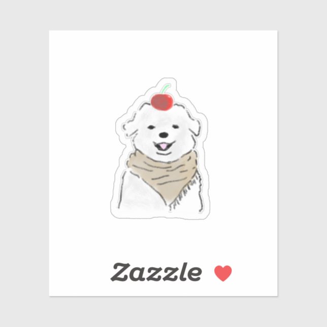 Cute White Dog with Cherry on Head (Sheet)