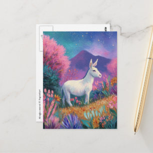 Cute White Donkey in Mountains Postcard