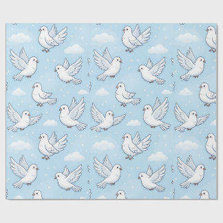 Cute White Dove Seamless Sky Pattern Wrapping Paper