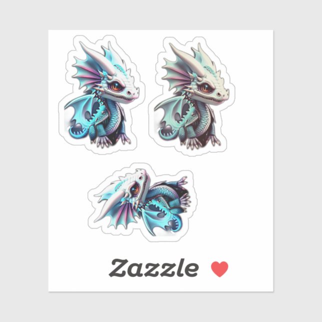 Cute White Dragon Custom-Cut Vinyl Sticker (Sheet)