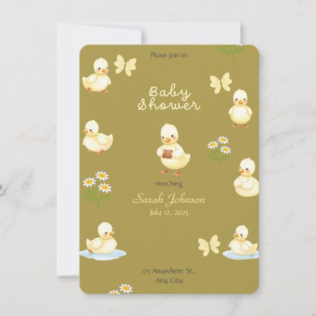 Cute White Duck Baby Shower Invitation  (Front)