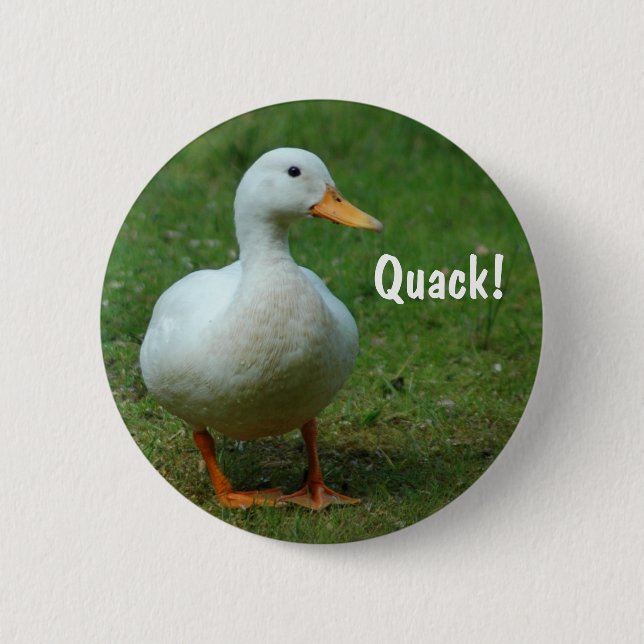 Cute white duck button / badge (Front)