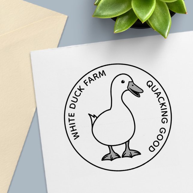 Cute White Duck Farm Funny Custom Text Self-inking Stamp (Creator Uploaded)