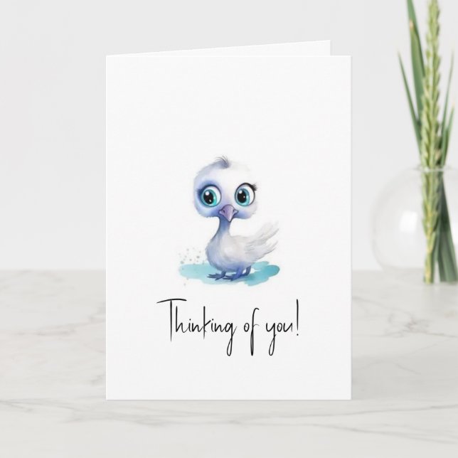 Cute White Duck Greeting Card Thinking of You! (Front)
