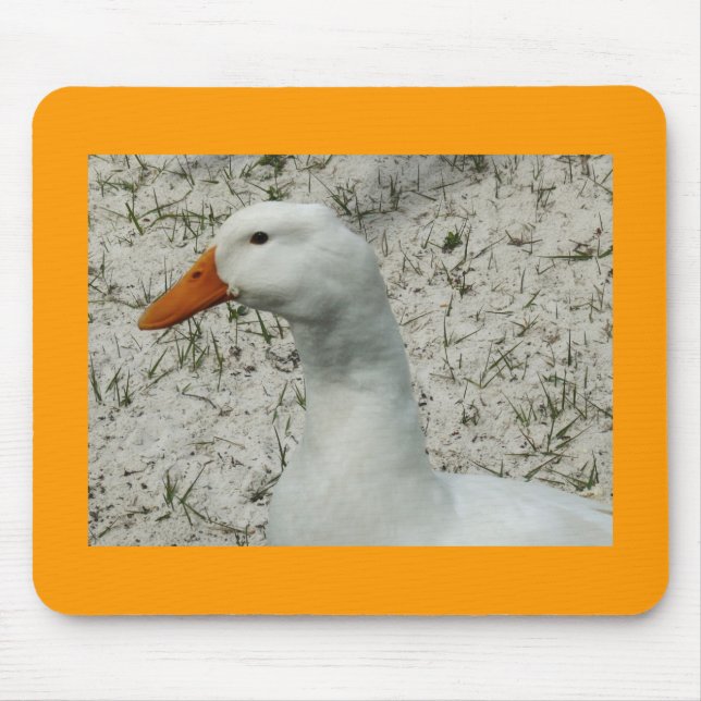 Cute white duck mouse pad (Front)