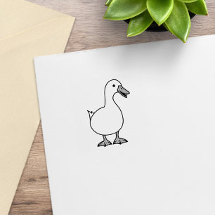 Cute White Duck Pet 1x1 Rubber Stamp