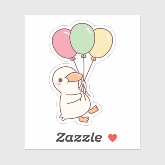 Cute White Duck With Balloons (Sheet)