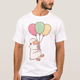 Cute White Duck With Balloons T-Shirt