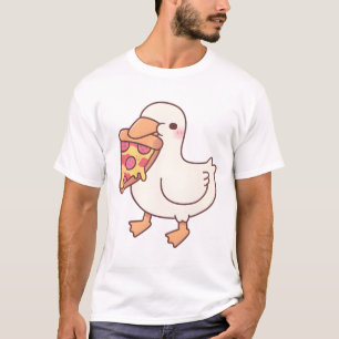 Cute White Ducky With Pepperoni Pizza Slice T-Shirt